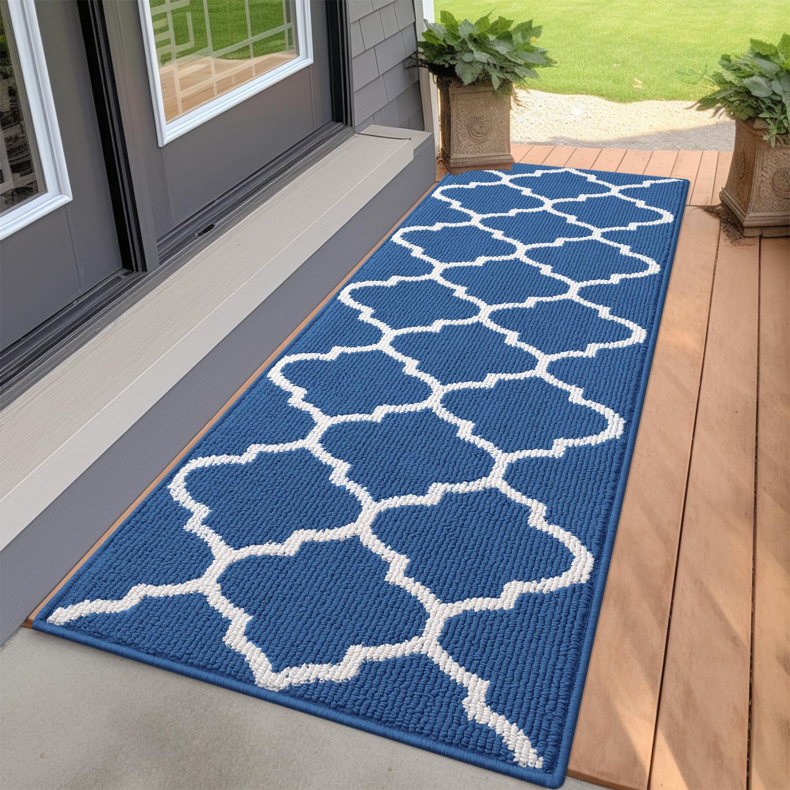 Photo 1 of OLANLY Indoor Door Mat, 59x20, Non-Slip Absorbent Resist Dirt Entrance Mat, Washable Low-Profile Inside Floor Doormats for Entryway, Navy