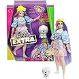 Barbie Extra Doll & Accessories with Shimmery Look, Pink & Purple Fantasy Hair & Neon Beanie with Pet Puppy