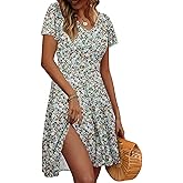 MOLERANI Womens Summer Dresses 2025 - Casual A-Line Sundress with Short Sleeves Floral Print for Beach Vacation S-3XL