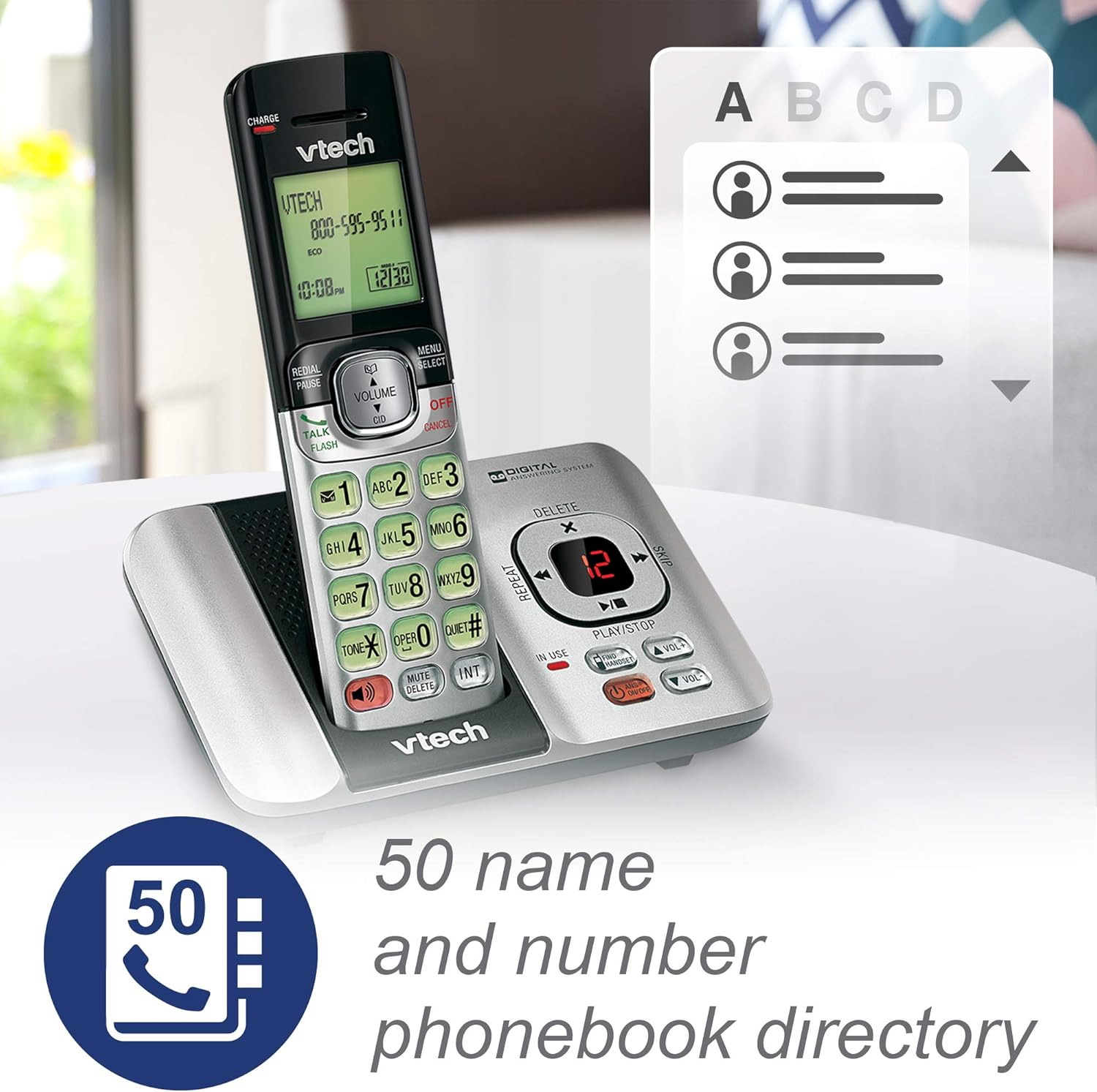 VTech CS6529 DECT 6.0 Phone Answering System with Caller ID/Call Waiting, 1 Cordless Handset, Silver/Black : Electronics