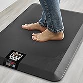 GORILLA GRIP Comfortable Cushioned Kitchen Mats for Floor, Waterproof and Stain Resistant Soft Top, 3/4 Inch Thick Ergonomic Standing Desk Anti Fatigue Mat, Foam Supports Ankles and Feet, 17x24, Black