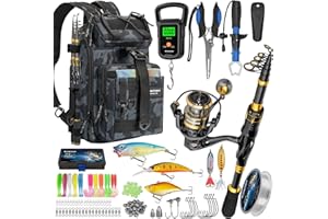 THKFISH Telescoping Fishing Rod and Reel Combo with Backpack, Carbon Fiber Travel Fishing Pole Spinning Reel Kit with Fishing