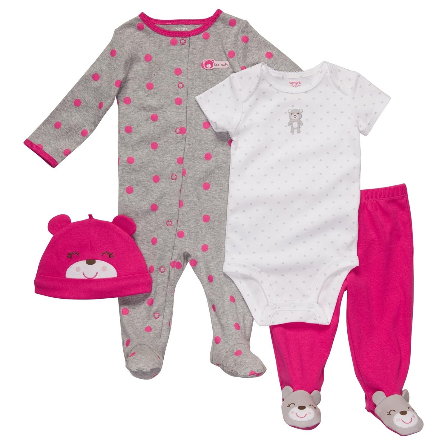 Carter's Baby Girls 4piece Beary Cute Cotton Knit Layette