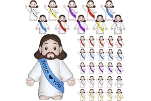 VINETEN 50 Pcs Little Jesus Figures – Multicolor “Jesus Loves You”Baby Jesus Figure Mini for Easter Egg Stuffers, Christmas Party Favors, Religious Celebrations (Lively Colors)