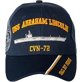 Artisan Owl Officially Licensed USS A Lincoln Embroidered Baseball Cap Navy Blue