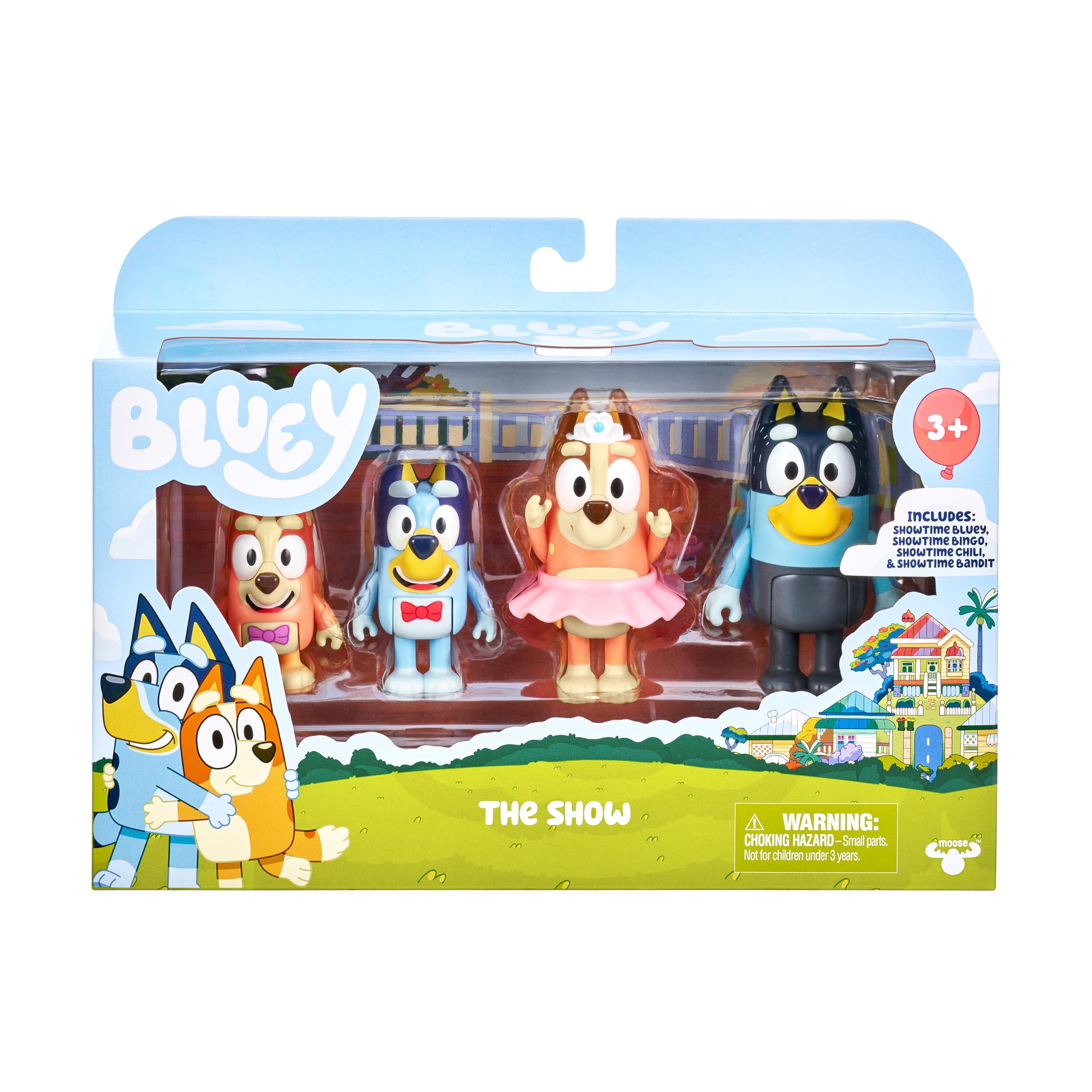 Bluey "The Show" 4-Pack 2.5-3 inch Official Bluey, Bingo, Chilli (Mum) and Bandit (Dad) Collectable Articulated Action Figures
