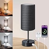 Unicozin Small Table Lamp,Stepless Dimmable Touch Control Bedside Lamp for Reading,Ambience Nightstand Light for Home Decor Party,Black Shade