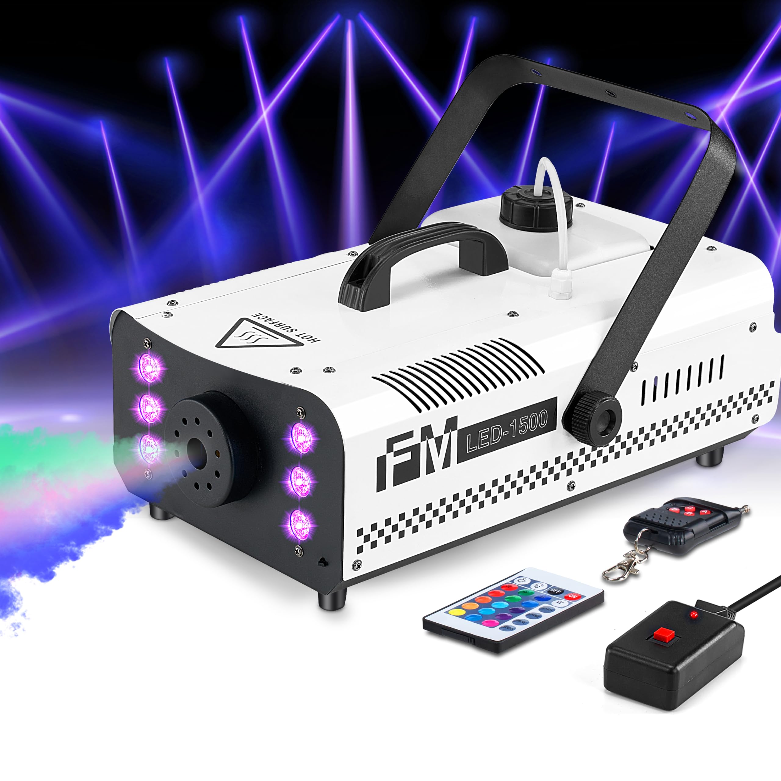 Photo 1 of Fog Machine 1500 Watt with 6 LED Lights, Professional Stage Smoke Machine for DJ Halloween Parties Wedding Christmas Outdoor 25000CFM with Wireless Remote Control, by Vangoa