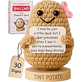 Boss Lady Gifts for Women - Tiny Potato with 30 Sassy & Uplifting Signs for Female Bosses | Funny Appreciation Gift for Woman Boss Lady for Birthday, New Job Promotion, Christmas, Stocking Stuffers