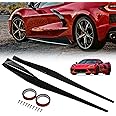 Bracingo Side Skirt fit for Chevy Chevrolet Corvette C8 Coupe 2Doors 5VM Style 2020 2021 2022 2023,Left Right Side Skirt Rocker Panel Kit,Body Side Lower Line Protector Panel,Glossy Black