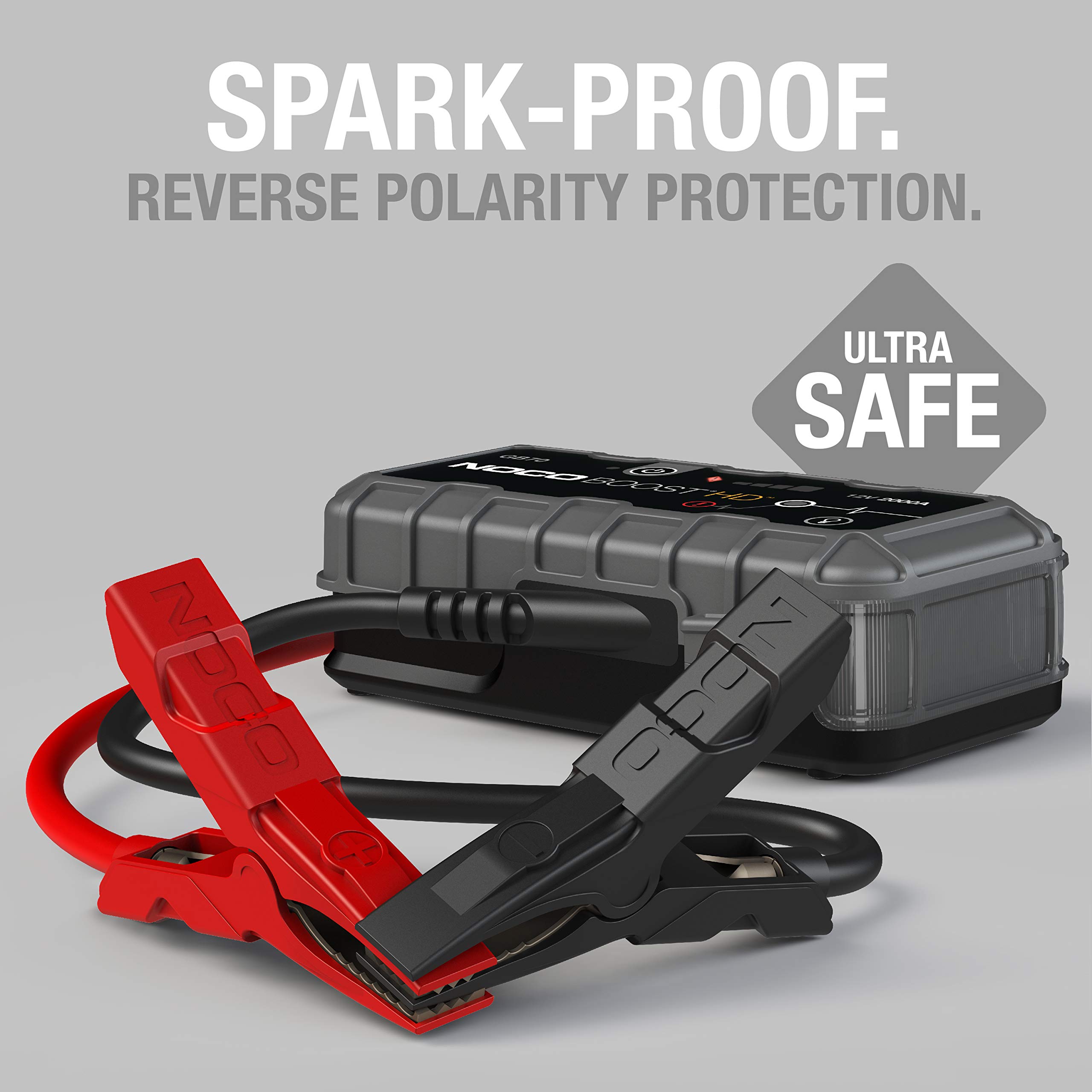 NOCO Boost HD GB70 2000 Amp 12-Volt UltraSafe Lithium Jump Starter Box, Car Battery Booster Pack, Portable Power Bank Charger, and Jumper Cables For 8-Liter Gasoline and 6-Liter Diesel Engines