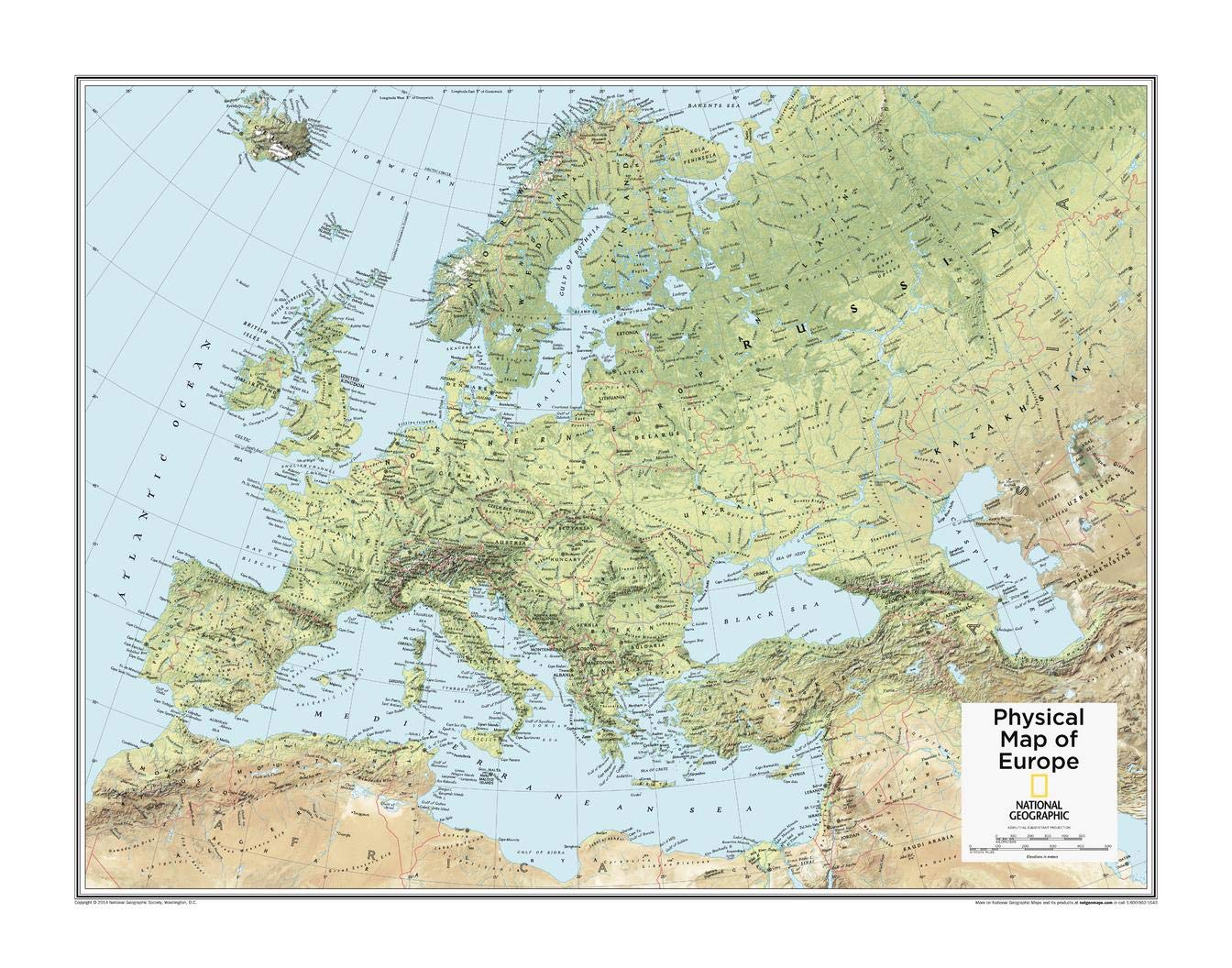 National Geographic: Europe Physical - 28 x 22 inches - Laminated