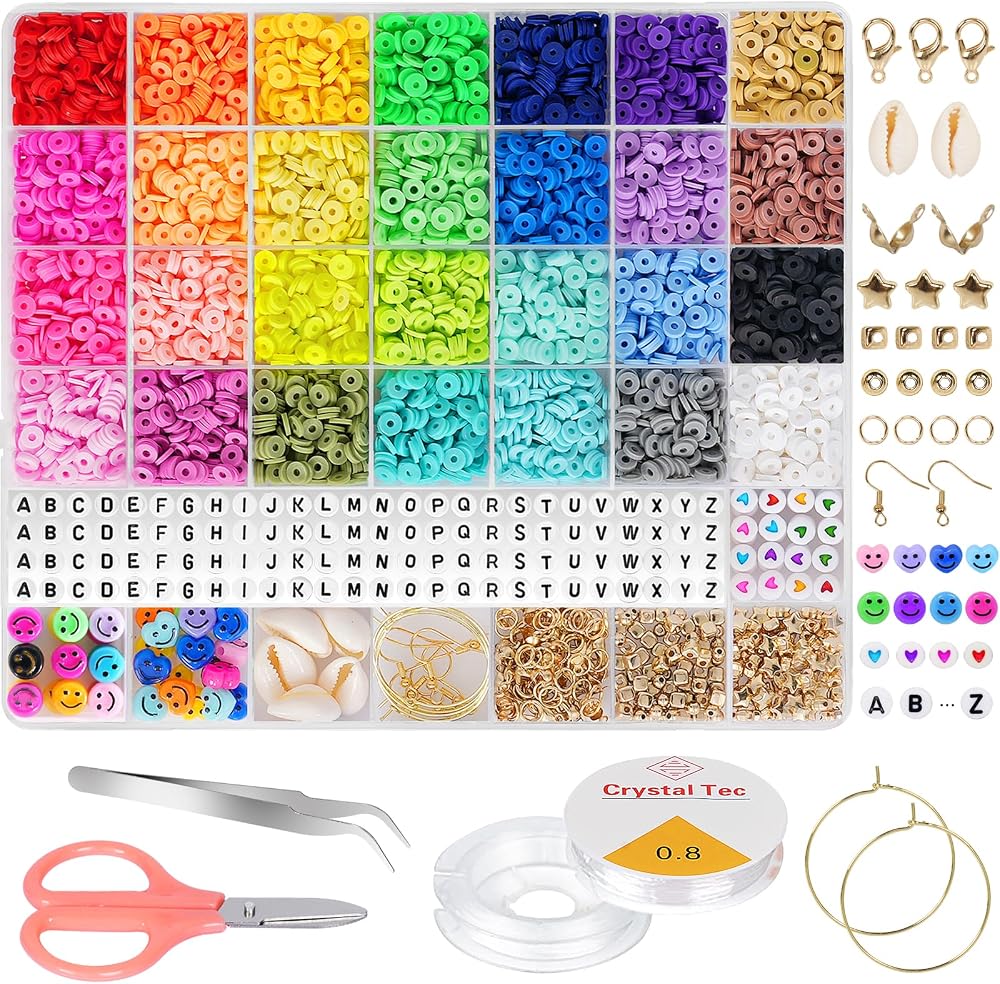 Moyofree 6380Pcs Clay Beads Kit 28 Colors Heishi Polymer Spacer Beads