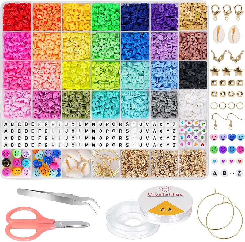 Moyofree 6380Pcs Clay Beads Kit 28 Colors Heishi Polymer Spacer Beads