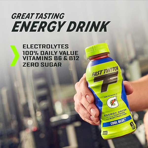FAST TWITCH ENERGY DRINK FROM GATORADE, COOL BLUE, 12OZ BOTTLE, 200MG CAFFEINE, ZERO SUGAR, ELECTROLYTES