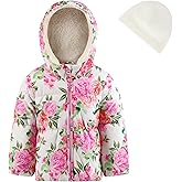 LONDON FOG Girls' Heavyweight Puffer Jacket with Beanie and Soft Fleece Lining