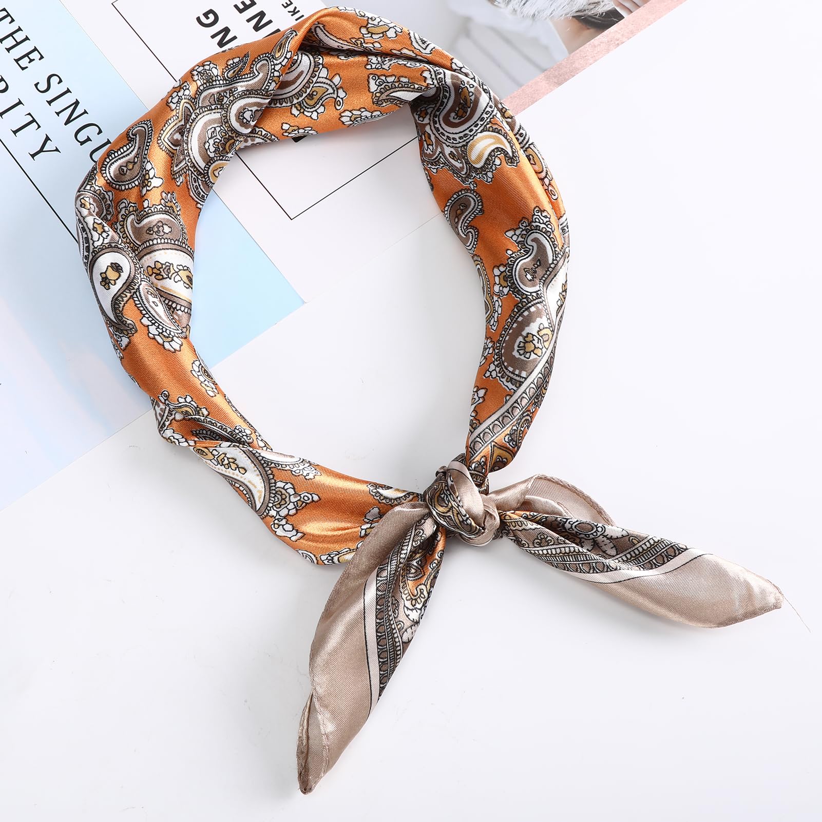 AWAYTR 23” Satin Bandanas for Women Head Scarf Like Silk Scarf for Hair Scarf Satin Neck Scarf Silk Hair Bandana Headscarf