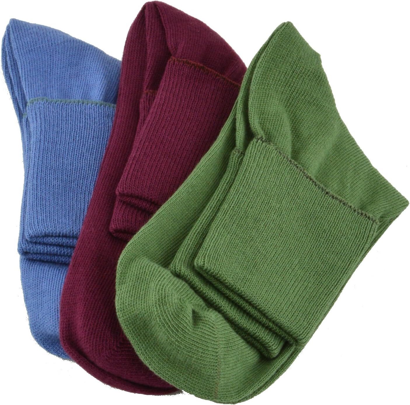 Sierra Socks Women's Diabetic 100% Cotton Ankle Turn Cuff 3 Pair Pack