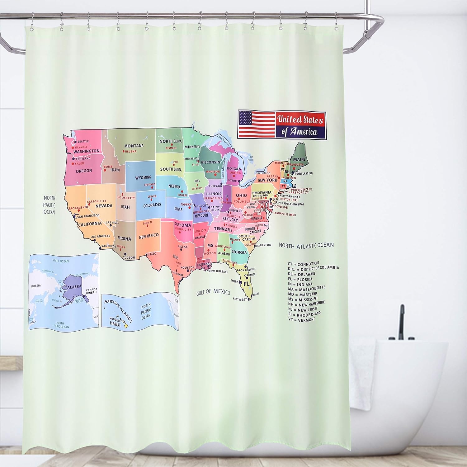 Amazon Com Barossa Design Map Shower Curtain Geography Usa Map