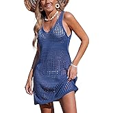 CUPSHE Women Swimsuit Crochet Sleeveless Cover Ups Summer Hollow Out Knit Bathing Suit Beach Coverup Dress