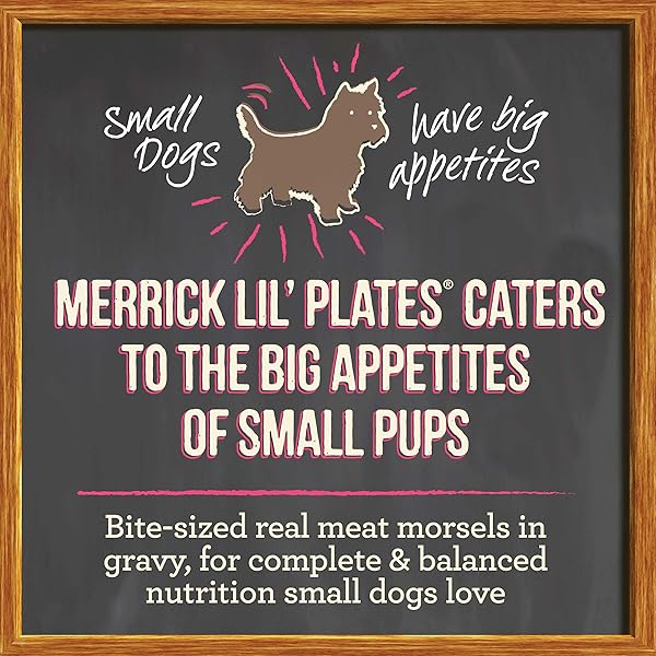 MERRICK LIL’ PLATES GRAIN FREE NATURAL WET DOG FOOD FOR SMALL BREED PUPPIES, PINT-SIZED PUPPY PLATE IN GRAVY – (PACK OF 12) 3.5 OZ. TUBS