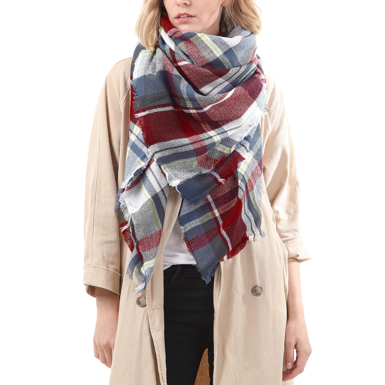 Zando Women's Winter Scarf Fashion Plaid Scarf Warm Blanket Scarf for Women Oversized Scarfs Lightweight Tartan Scarves Zando Women's Winter Scarf Fashion Plaid Scarf Warm Blanket Scarf for Women Oversized Scarfs Lightweight Tartan Scarves