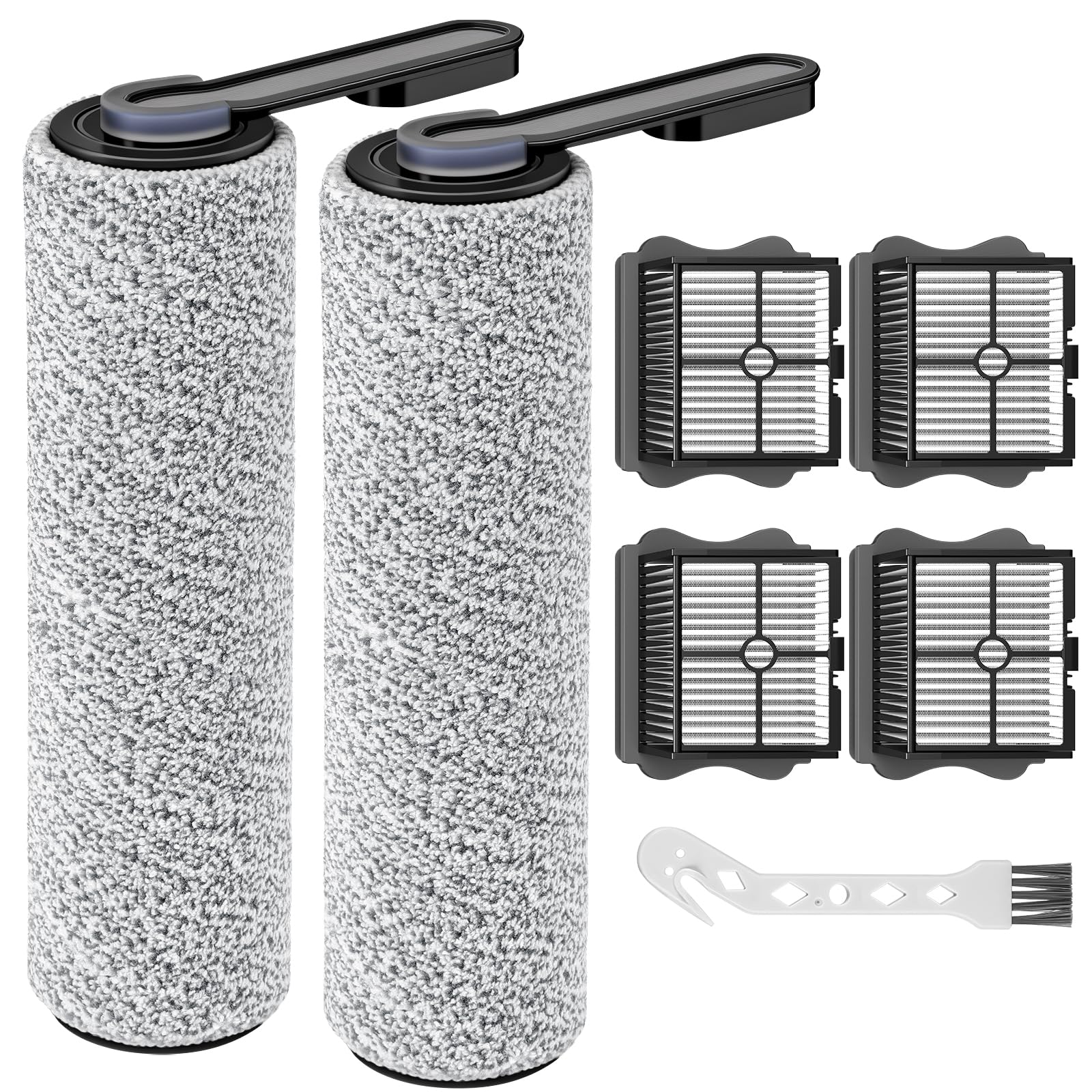 Photo 1 of 2+4 Pack S5/ S5 Pro Brush Roller and HEPA Filter Set Compatible with Tineco Floor ONE S5/ Floor One S5 Pro Cordless Wet Dry Vacuum Cleaner, 2 Pack Brush Rollers + 4 Pack Vacuum HEPA Filters
