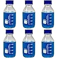 Karter Scientific 500ml Glass Round Media Storage Bottles with GL45 Screw Cap, Borosilicate Glass, 251M5 (Pack of 6)