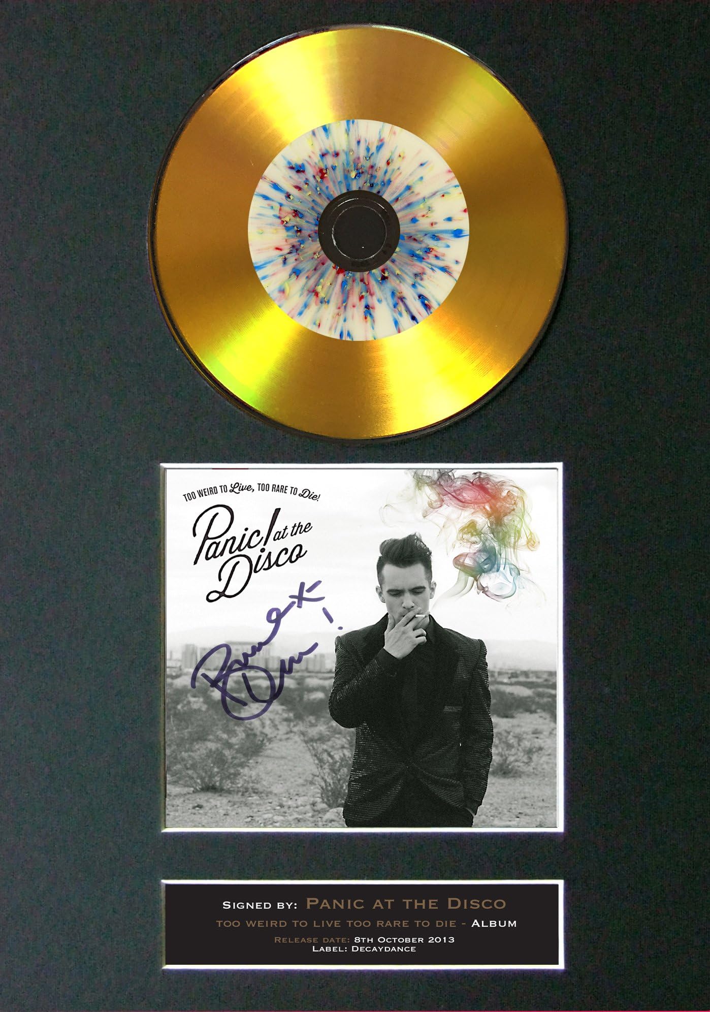 #127 GOLD DISC PANIC AT THE DISCO Album Signed Autograph Mounted Reproduction A4 Print (Mount & Print (Not Framed))