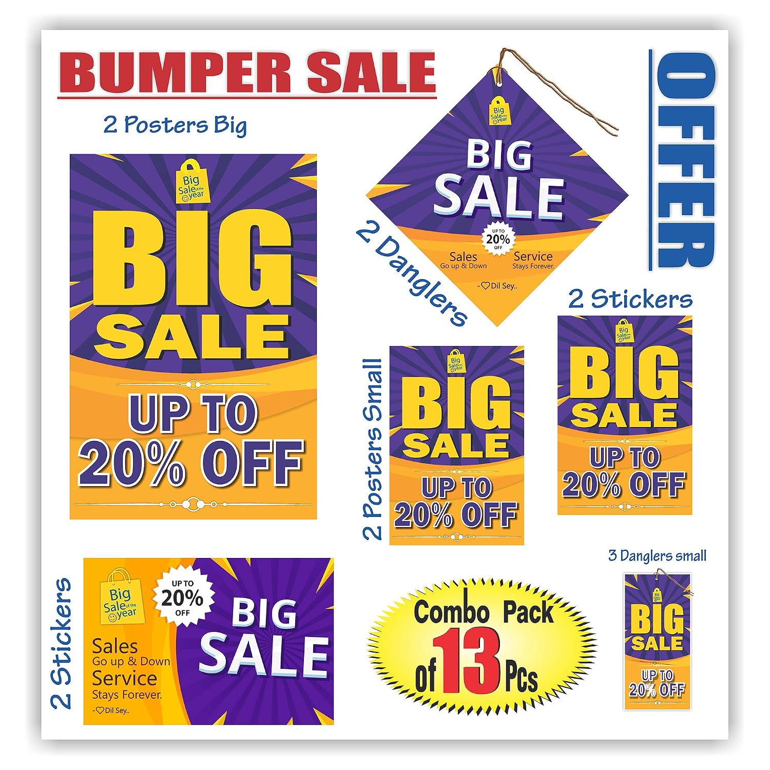 Anne Print Solutions Big Sale Upto Off Stickers Hanging Danglers Poster For Shops Malls Shopping Comlex Combo Pack Of 13 Pcs Amazon In Home Kitchen