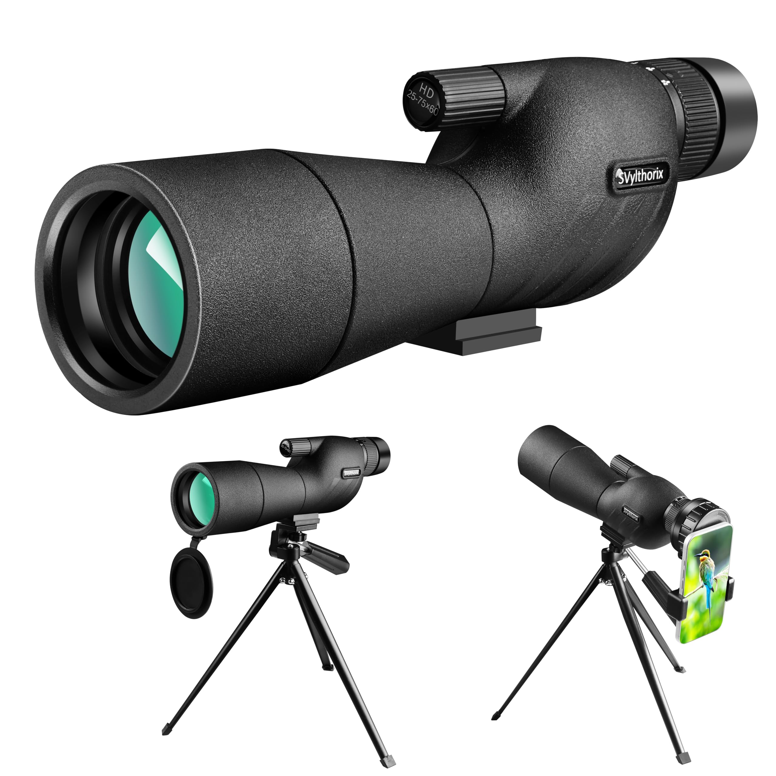 Photo 1 of SVylthorix High-Definition Spotting Scope for Bird Watching,Wildlife Viewing,Beginners Telescope,Target Observation.25-75×60mm HD Spotting Scope with Tripod and Phone Adapter,Monocular