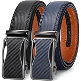 VONMELLI Mens Belt 2 Pack, Leather Ratchet Belt for Men Dress Belt with Adjustable Buckle, Trim to Fit