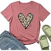 YITAN Women Graphic Tshirts Cute Leopard Heart Tops