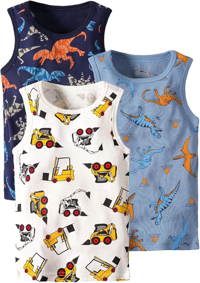Boys Tank Tops Toddler 3 Pack Patterns Combination Sleeveless Vest