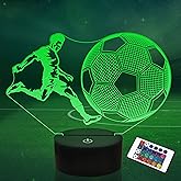 Soccer Night Light Gifts for Boys Girls, Soccer Light 3D Illusion Lamp Futbol with 16 Colors, Flashing Changing for Kids 8-12 Birthday Christmas Ornament Gifts Bedroom Decor