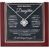 To My Beautiful Daughter Necklace from Mom & Dad | Cubic Zirconia Pendant with Heartfelt Message Card & Gift Box | Daughter Birthday, Graduation, Christmas Jewelry Gift from Parents