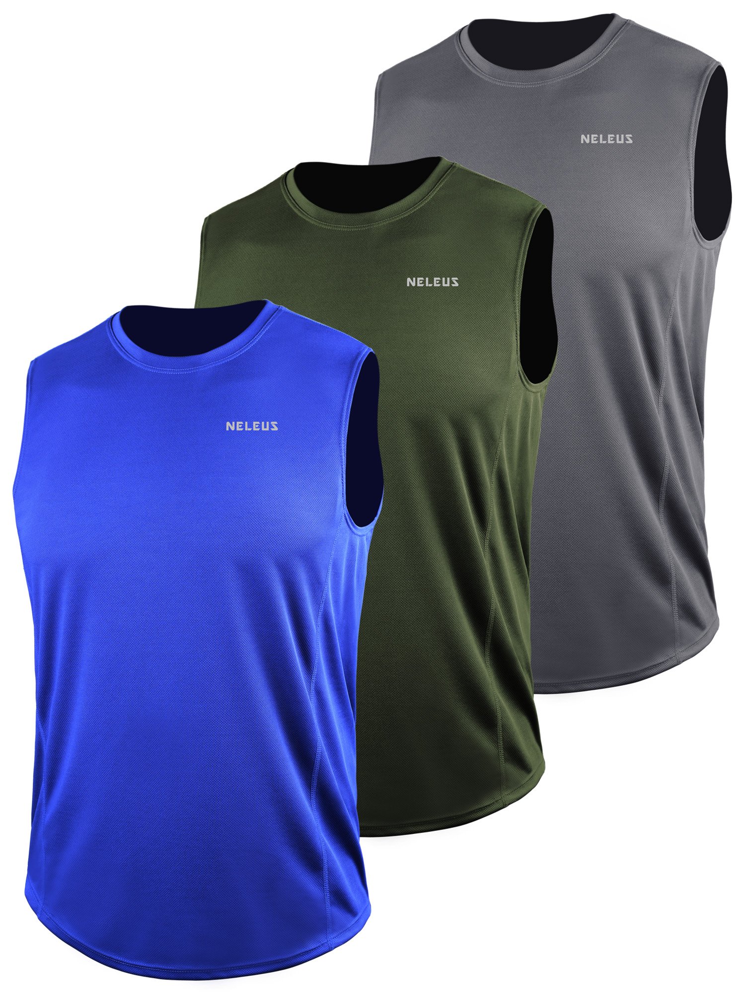 Photo 1 of *** ONLY 2***
NELEUS Men's 3 Pack Muscle Workout Tank Top for Gym Running,5042,Grey,Olive Green,Blue,XL,EU 2XL
