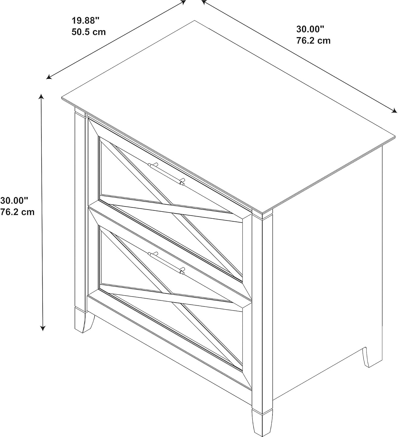 Bush Furniture Key West 2 Drawer Lateral File Cabinet, Pure White Oak: Furniture & Decor