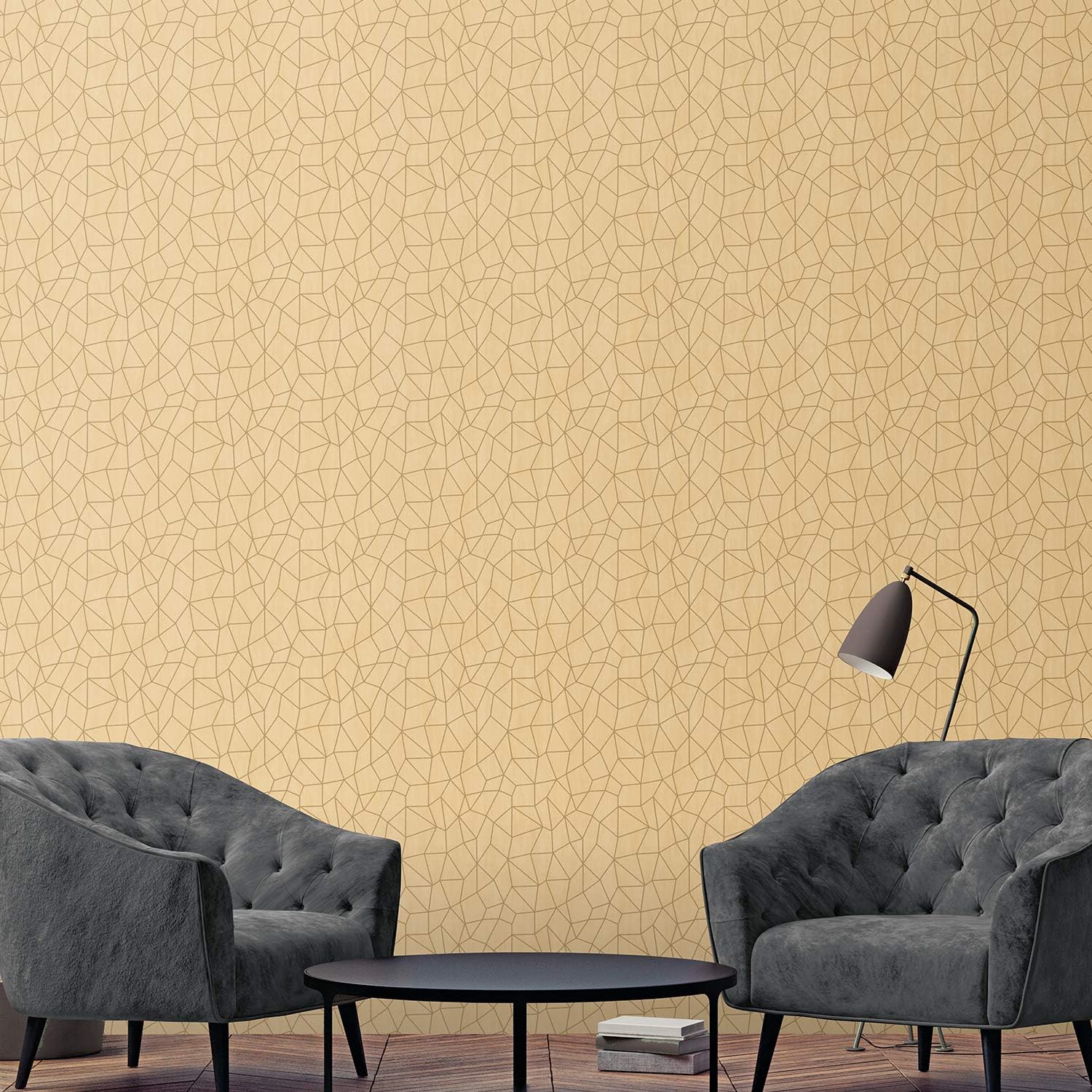 Galerie G67703 Special FX Glitter Web Design Wallpaper, Yellow/Gold, 10m x 53cm, Yellow/ Gold - Image 3