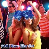 Dreamtop 3Pcs Sequin Abba Blue Hat Sunglasses Earrings Set for Women view 6