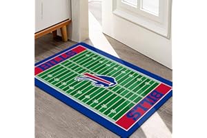 AYYQHC Football Field Design Entry Floor Mat,30" W x 18" H Blue Red Design Non-Slip Rubber Door Mat for Football Sports Fans, Home Decor Area Rug
