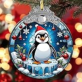 2025 Penguin Christmas Ornament,Penguin Ornaments for Christmas Tree Penguin Decorations for Christmas Penguin Gifts for Women Merch Holiday Party Indoors Home Decor