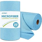 AIDEA Microfiber Cleaning Cloth Roll, Blue Shop Towels 55 Sheets 11&times;9" | Reusable Paper Towels, Microfiber Towels for Cars, Microfiber Rags for Automotive,Workshop, House, Kitchen, Cleaning Supplies