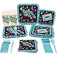 Blue Orchards 90s Party Supplies Pack (116 Pieces for 16 Guests) - 90s Theme Party Decorations for Adults