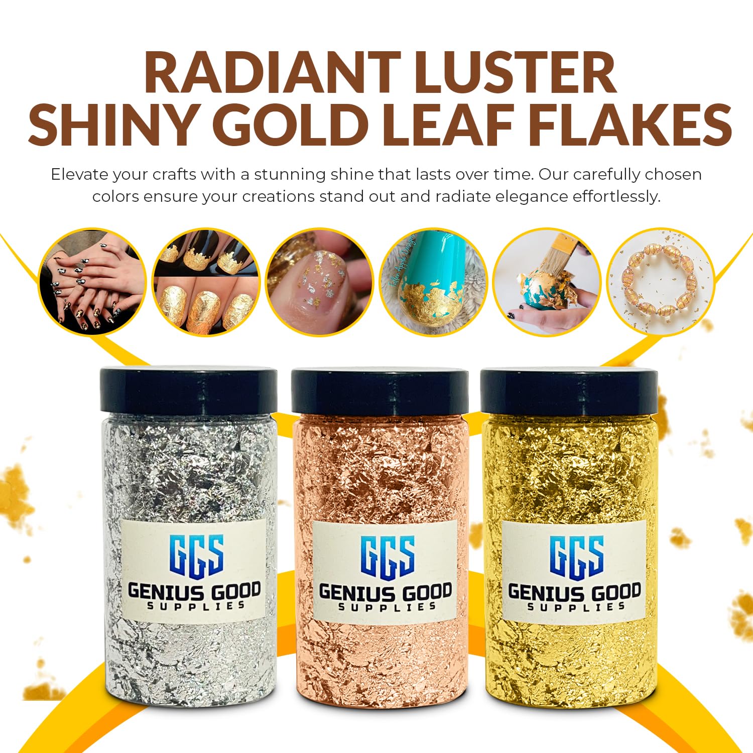 Gold Leaf Flakes 10 Grams,Gold Paper,Gold Leaves for Crafts,Gold Foil Flakes-Gold Leaf for Resin-Foil Craft Sheets-Gold Flakes for Crafts- Nail Decoration (Gold)