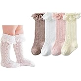 CHUNG Toddler Baby Girls Knee Hight Stocking Cotton Socks 0-7Years Solid Color Bowknot Thin Spring Summer