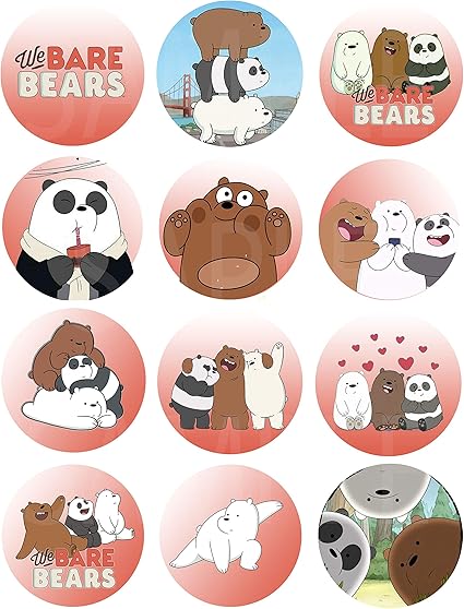 picture We Bare Bears Stickers Printable we bare bears stickers large 2 5 round circle diy stickers to place onto party favor bags cards boxes or containers 12 pcs grizzly panda ice