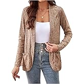 SHENHE Women's Lightweight Open Front Soft Cardigan with Pockets Casual Comfy Sweater Jacket