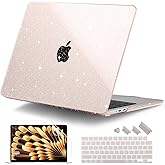 DONGKE Compatible with MacBook Air 13.6 inch Case M4 M3 M2 2025 2024 2023 2022 A3240 A3113 A2681, Glitter Bling Plastic Hard Shell & Keyboard Cover for MacBook Air M4 13 inch Case, Starlight