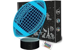 FULLOSUN Football 3D Night Light, American Football 3D Illusion Lamp for Kids with Remote 16 Colors Changing, Creative Birthday Rugby Gifts for Boy Girl Bedroom Decoration